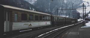 Preview wallpaper railway, train, mountains, winter