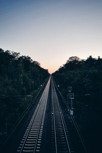 Preview wallpaper railway, trees, evening, dawn