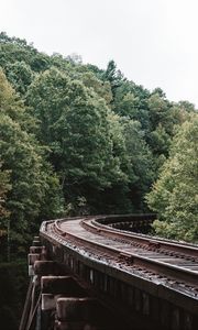 Preview wallpaper railway, trees, sky