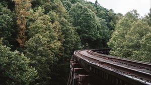 Preview wallpaper railway, trees, sky