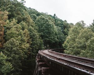 Preview wallpaper railway, trees, sky