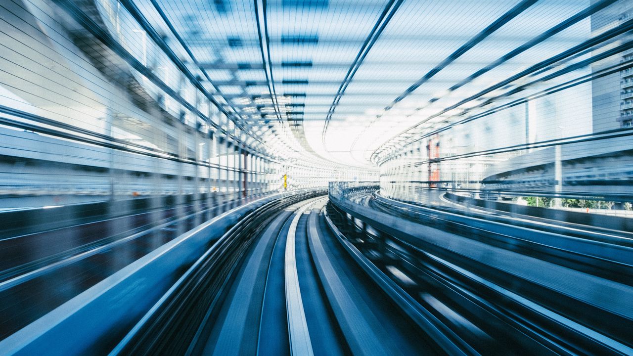 Wallpaper railway, tunnel, speed, blur