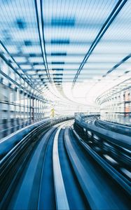 Preview wallpaper railway, tunnel, speed, blur