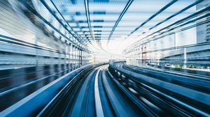 Preview wallpaper railway, tunnel, speed, blur