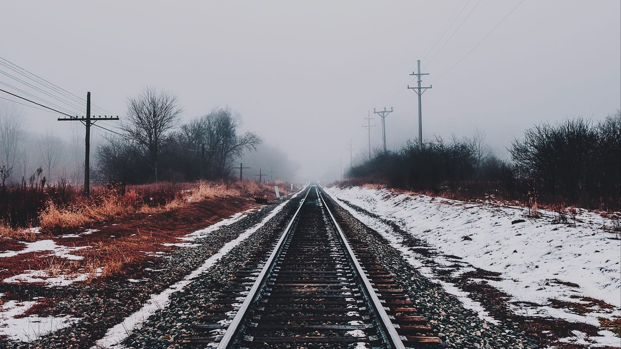 Wallpaper railway, winter, snow