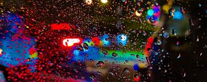 Preview wallpaper rain, drops, glass, blur, lights