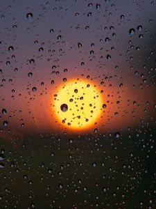Preview wallpaper rain, drops, glass, macro, sun