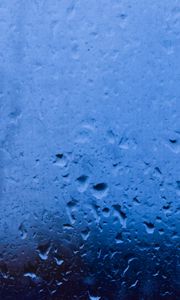 Preview wallpaper rain, glass, drops, wet, macro, blue