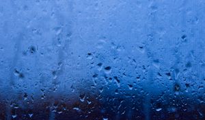 Preview wallpaper rain, glass, drops, wet, macro, blue