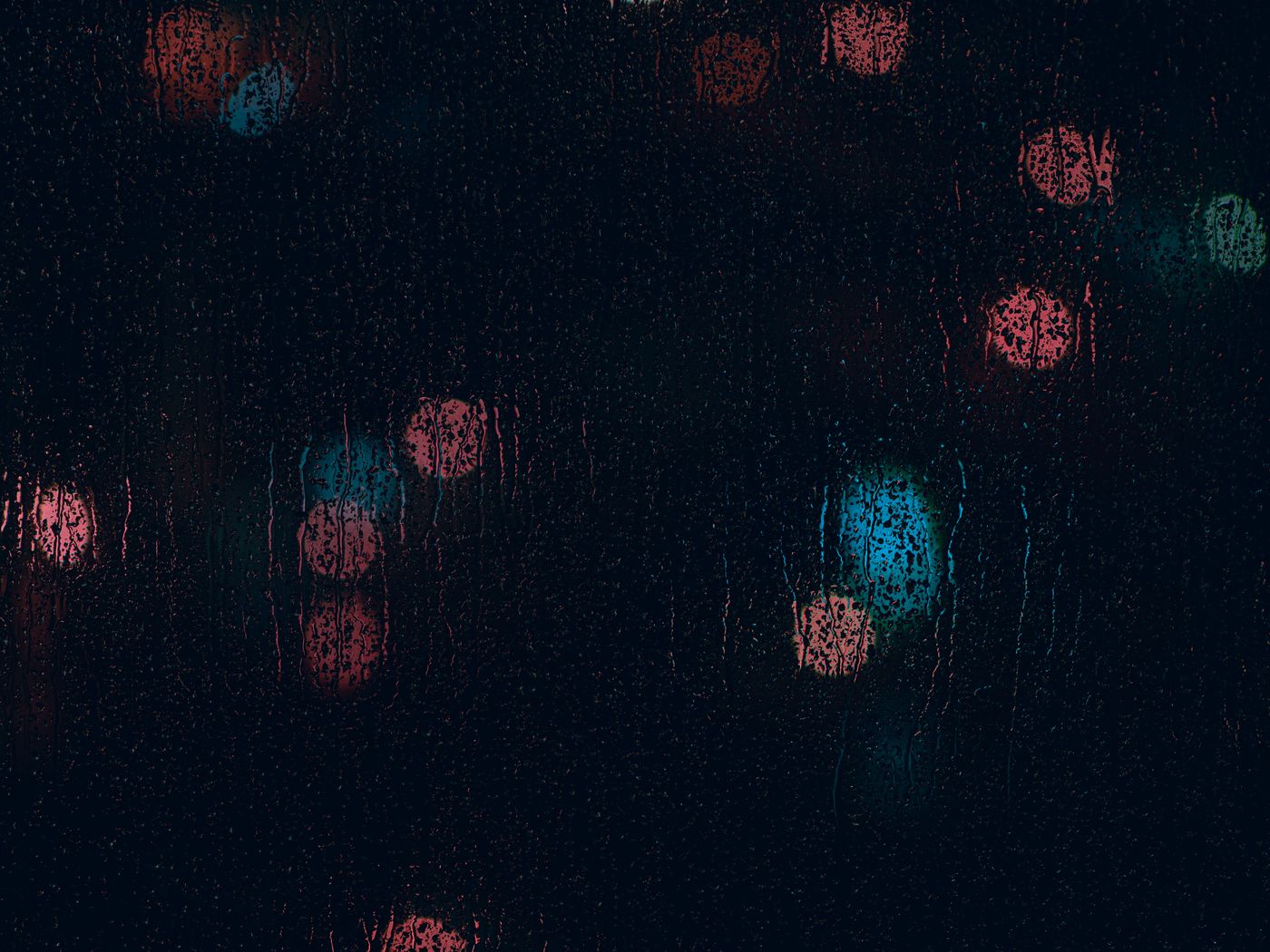 1400x1050 Wallpaper rain, glass, drops, bokeh, macro