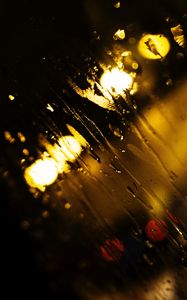 Preview wallpaper rain, glass, macro, blur, lights