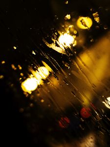 Preview wallpaper rain, glass, macro, blur, lights