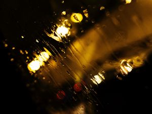 Preview wallpaper rain, glass, macro, blur, lights