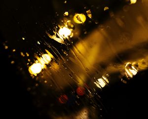Preview wallpaper rain, glass, macro, blur, lights