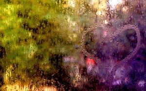 Preview wallpaper rain, glass, window, lights, streams, drops, water