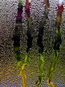 Preview wallpaper rain, glass, window, water, droplets, flow