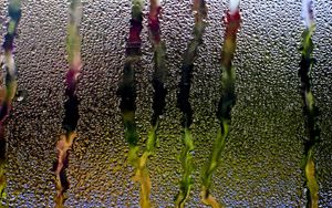 Preview wallpaper rain, glass, window, water, droplets, flow