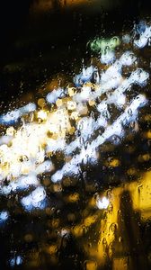 Preview wallpaper rain, lights, drops, glass, blur, macro