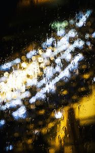 Preview wallpaper rain, lights, drops, glass, blur, macro