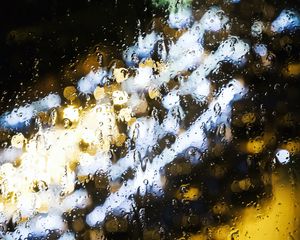 Preview wallpaper rain, lights, drops, glass, blur, macro