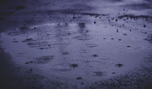 Preview wallpaper rain, puddle, water, asphalt
