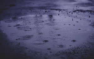 Preview wallpaper rain, puddle, water, asphalt