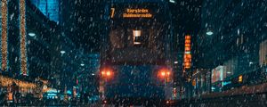 Preview wallpaper rain, transport, city, evening, night