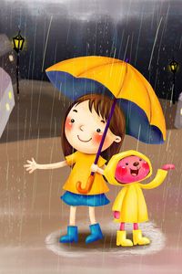 Preview wallpaper rain, umbrella, flashlight