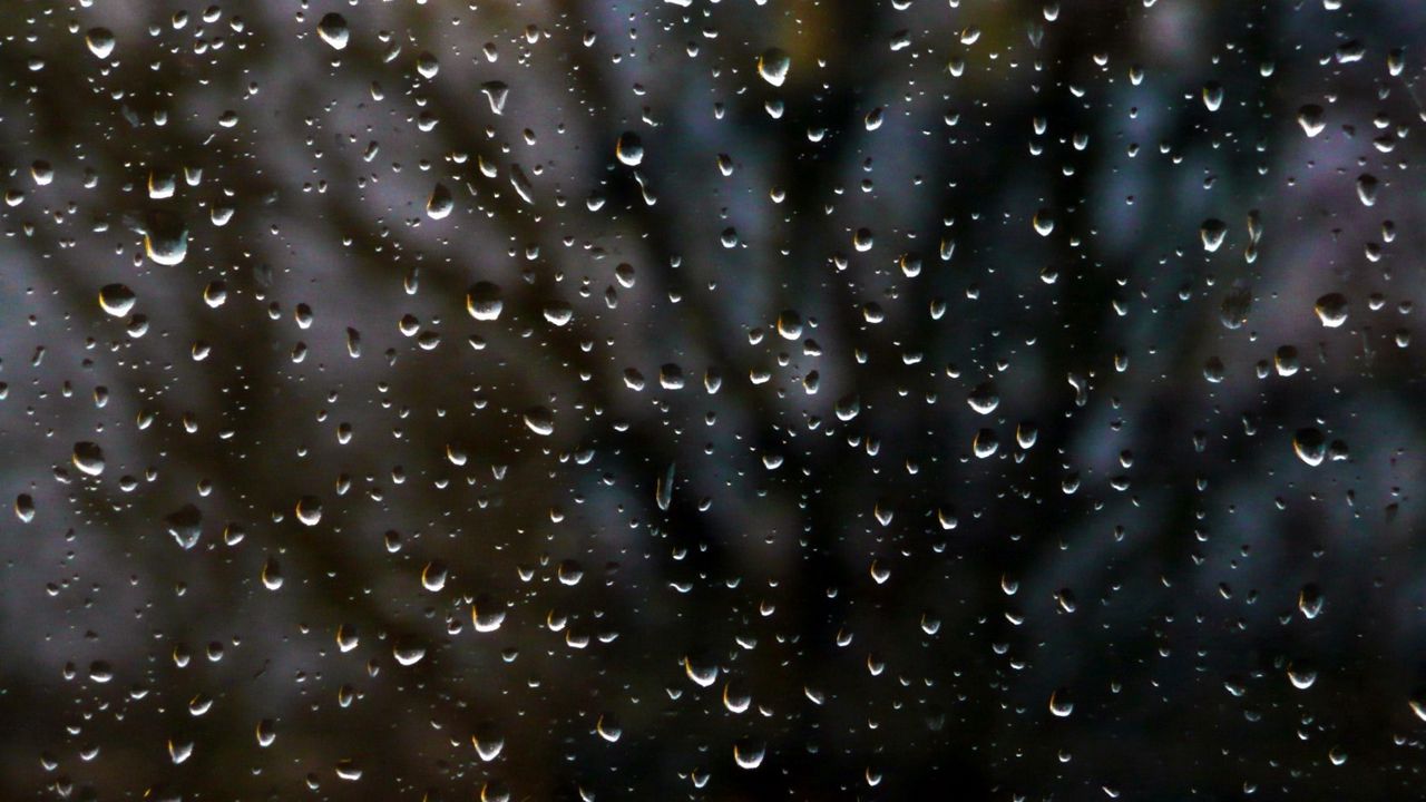 Wallpaper rain, window, glass, drops, night