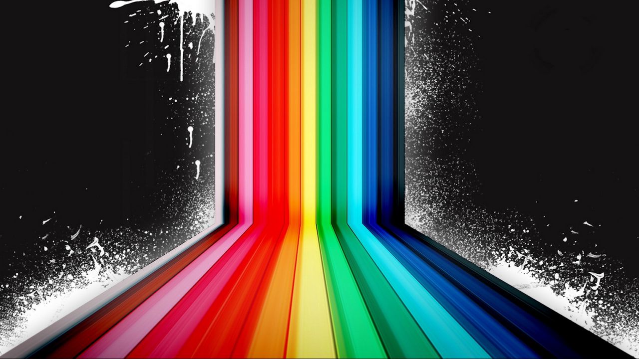 Wallpaper rainbow, black background, vector