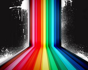 Preview wallpaper rainbow, black background, vector