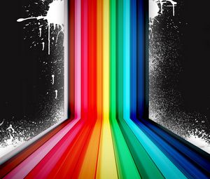 Preview wallpaper rainbow, black background, vector