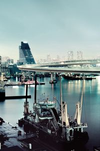 Preview wallpaper rainbow bridge, tokyo, city, river, skyscraper