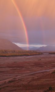 Preview wallpaper rainbow, dusk, nature, landscape