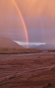 Preview wallpaper rainbow, dusk, nature, landscape