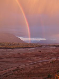 Preview wallpaper rainbow, dusk, nature, landscape