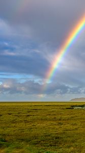 Preview wallpaper rainbow, field, summer, nature, landscape