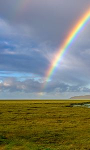 Preview wallpaper rainbow, field, summer, nature, landscape