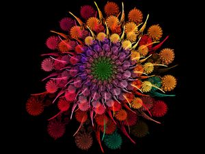 Preview wallpaper rainbow, flower, spiral, fractal