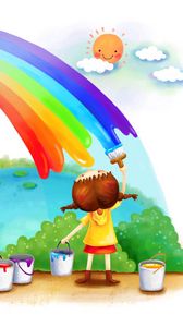 Preview wallpaper rainbow, girl, paints