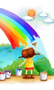 Preview wallpaper rainbow, girl, paints