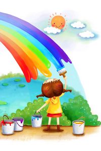 Preview wallpaper rainbow, girl, paints