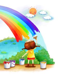 Preview wallpaper rainbow, girl, paints