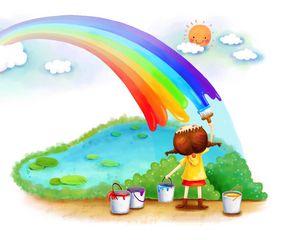 Preview wallpaper rainbow, girl, paints