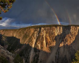 Preview wallpaper rainbow, height, rock, mountains