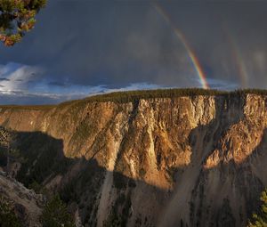 Preview wallpaper rainbow, height, rock, mountains