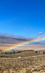 Preview wallpaper rainbow, hills, valley, landscape