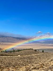 Preview wallpaper rainbow, hills, valley, landscape