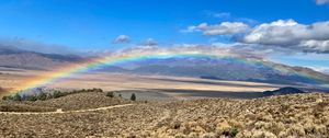 Preview wallpaper rainbow, hills, valley, landscape