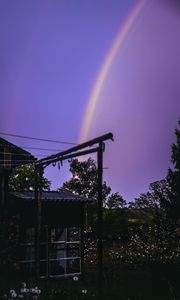 Preview wallpaper rainbow, house, garden, sky